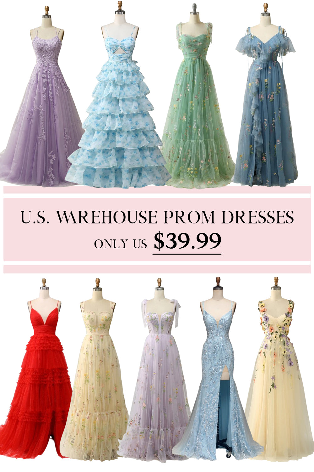 [U.S. WAREHOUSE ] Prom Dresses & Wedding Party Dresses For Guest – Random Style – ONLY $39.99