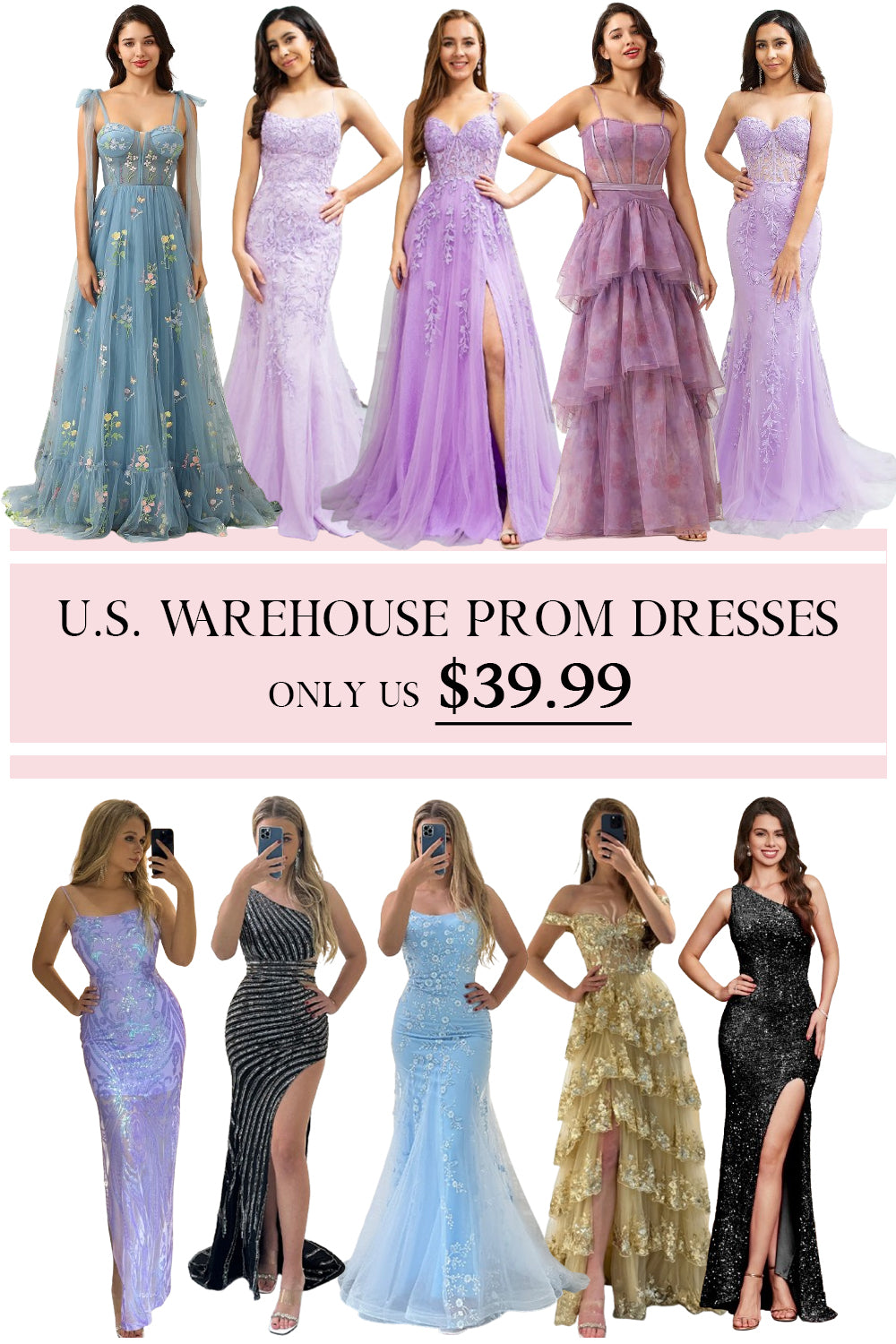 [U.S. WAREHOUSE ] Prom Dresses & Wedding Party Dresses -Random Style – ONLY $39.99