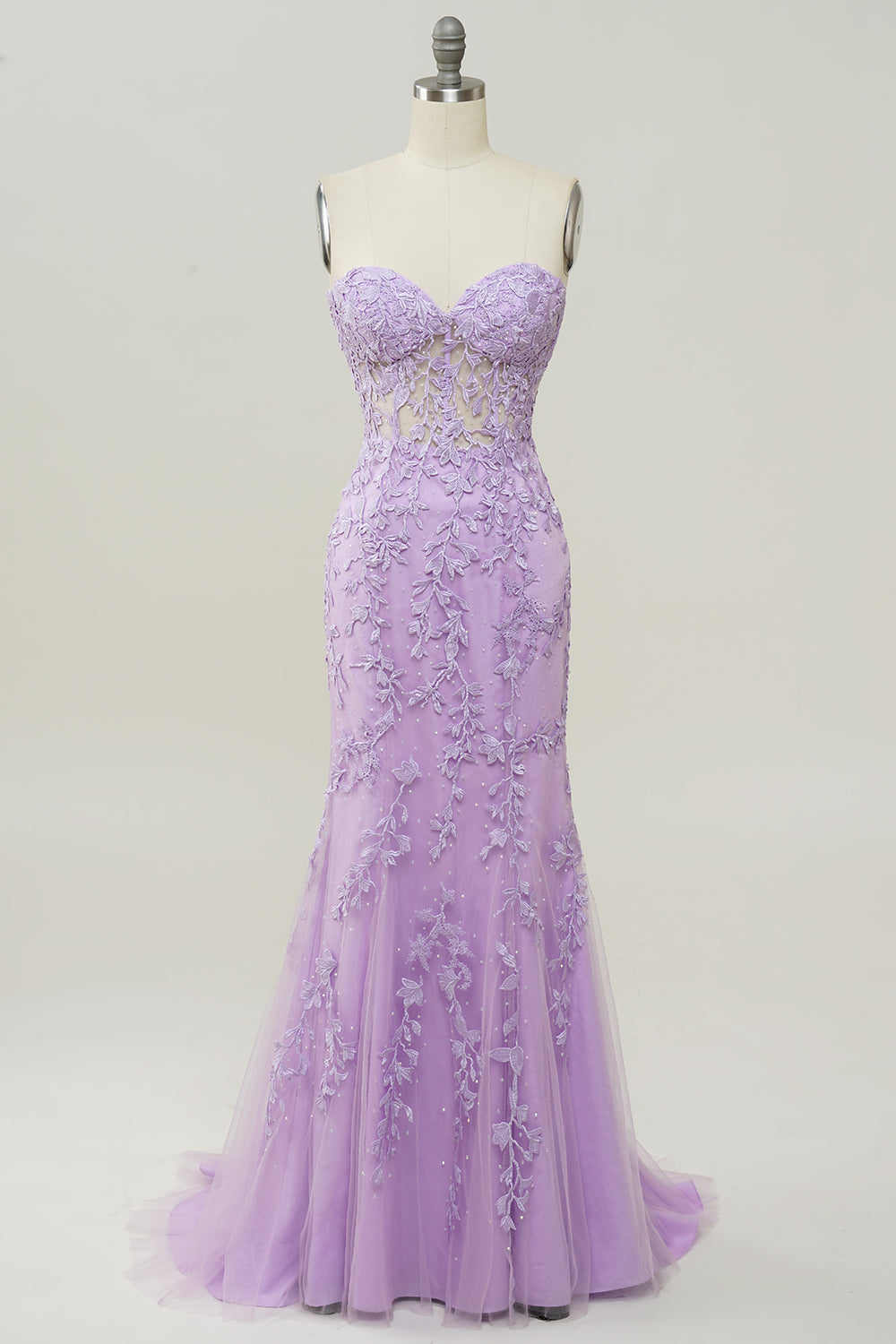 Purple Mermaid Sweetheart Neck Prom Dress With Appliques