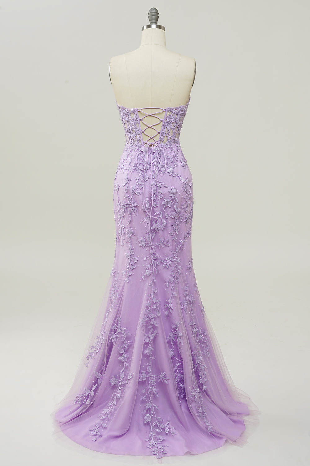 Purple Mermaid Sweetheart Neck Prom Dress With Appliques