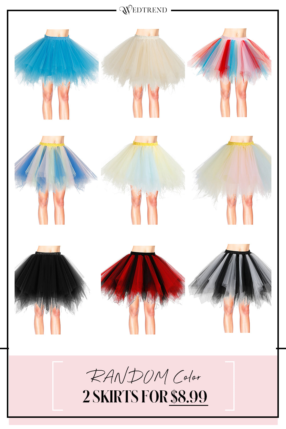 [U.S. WAREHOUSE ] Tutu Costume Skirt Tulle Petticoat-Random Color – 2 For $8.99