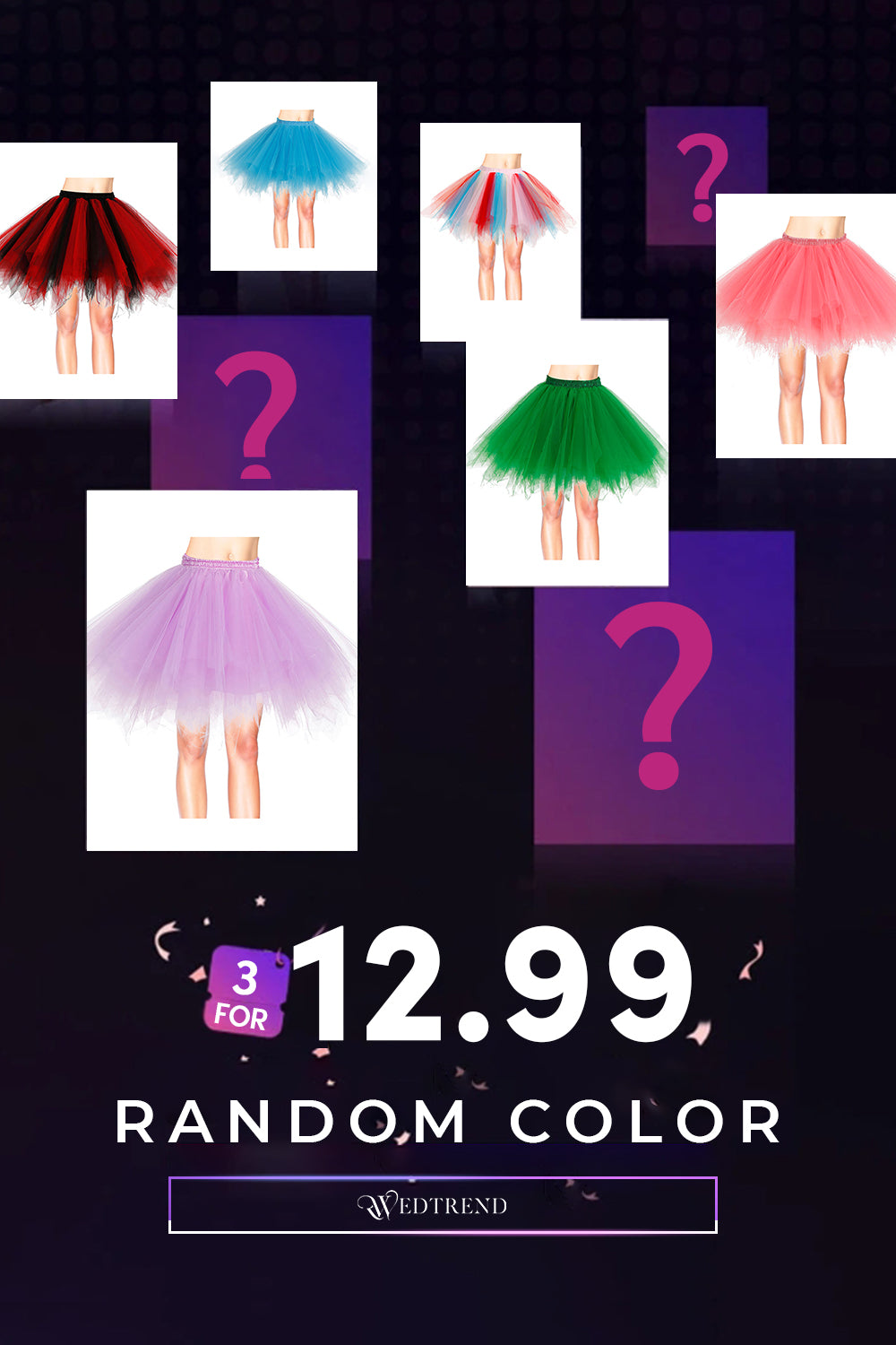 [U.S. WAREHOUSE ] Tutu Costume Skirt Tulle Petticoat-Random Color – 3 For $12.99