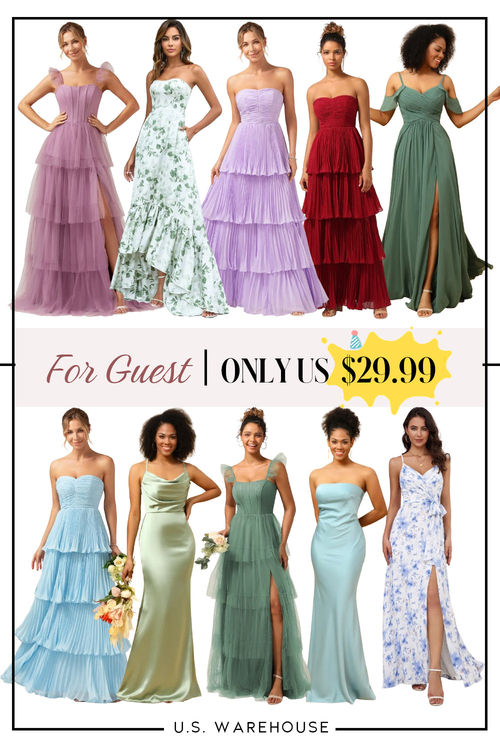 [U.S. WAREHOUSE ] Bridesmaid Dresses & Wedding Party Dresses – Random Style – ONLY $29.99