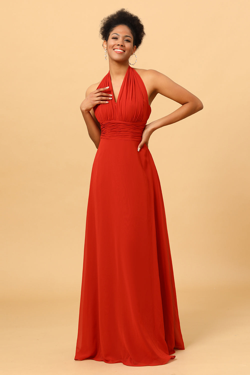 A Line Convertible Long Chiffon Bridesmaid Dress