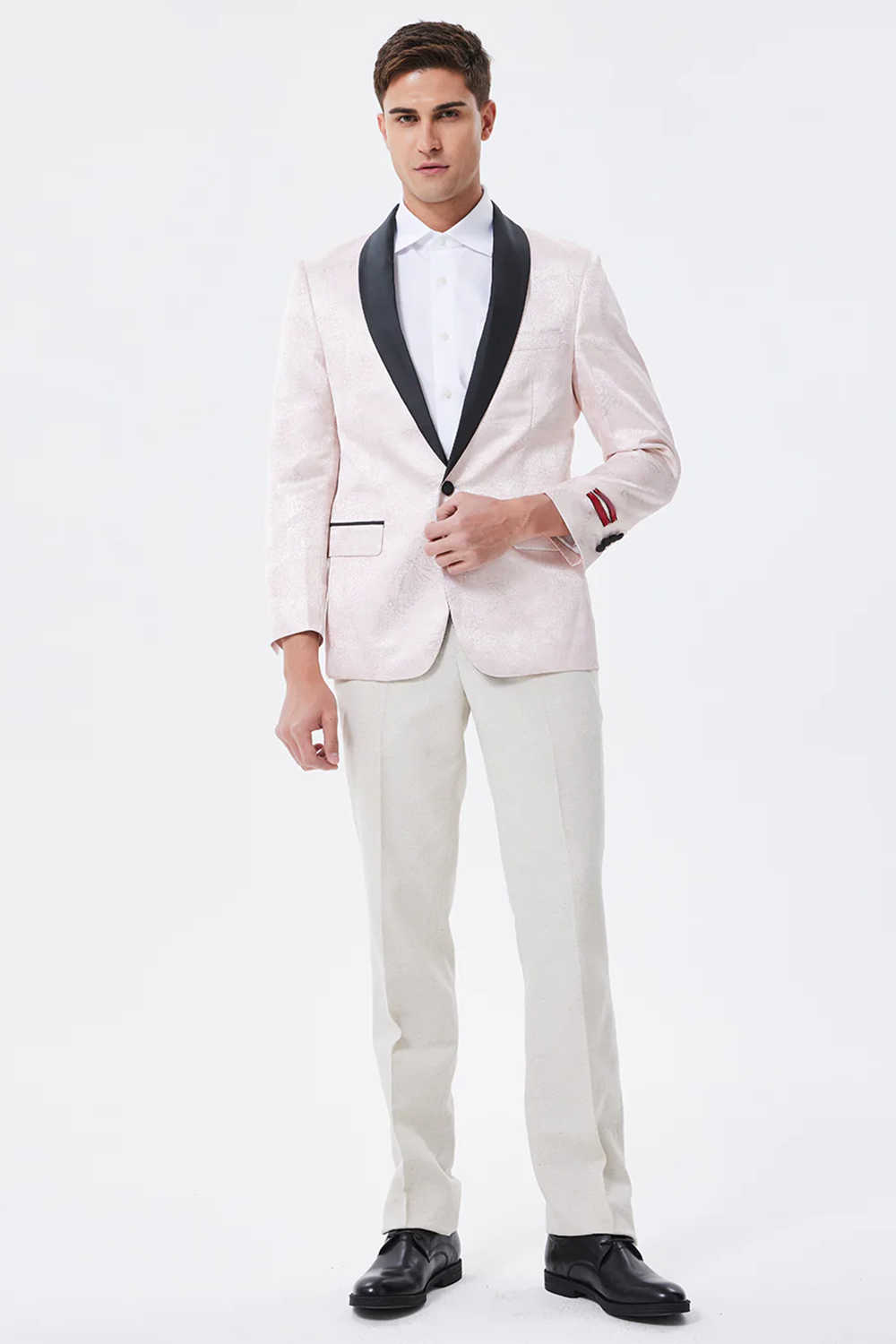 Men’s Light Pink Shawl Lapel Blazer