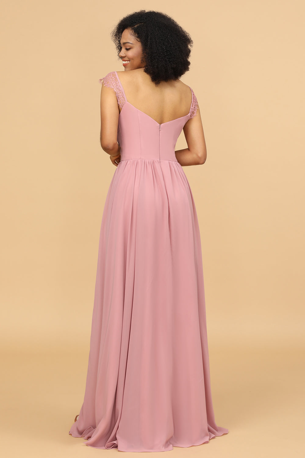 A Line Sweetheart Long Chiffon Bridesmaid Dress with Slit