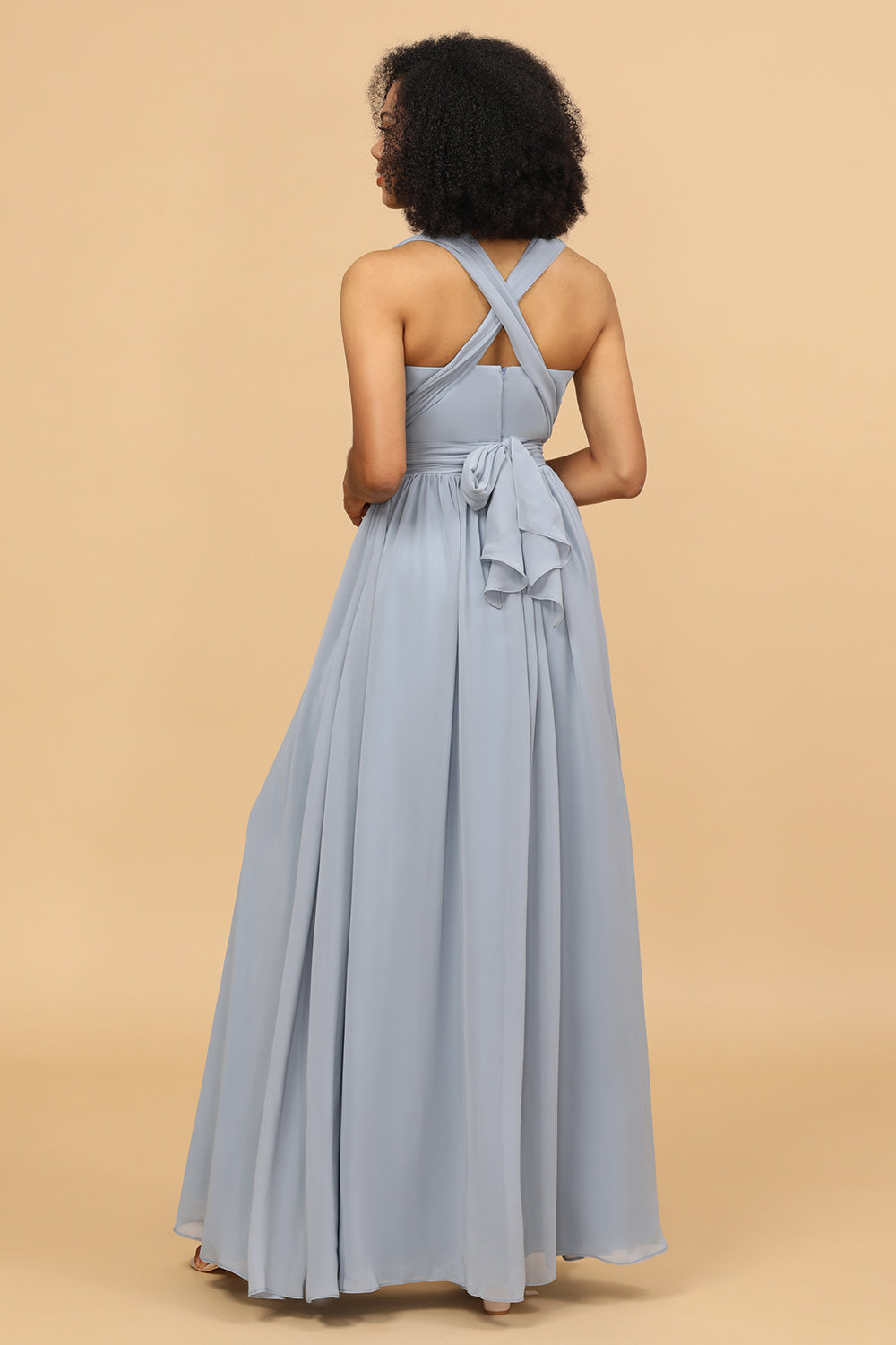 A Line Convertible Floor-Length Chiffon Bridesmaid Dress