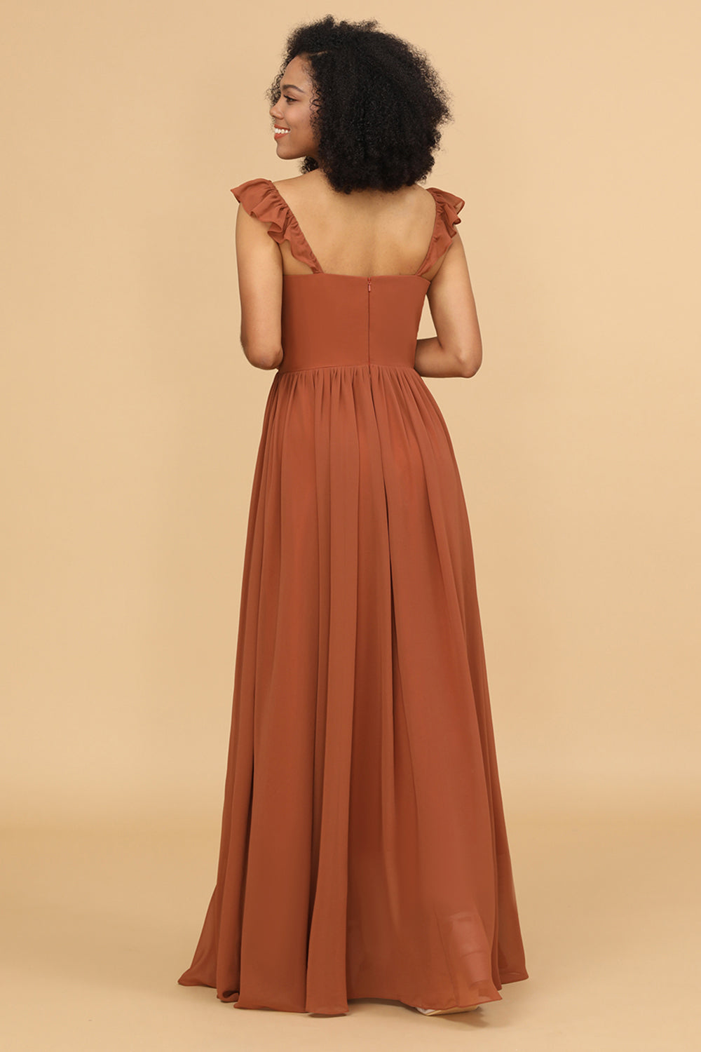 A-Line Floor Length Chiffon Bridesmaid Dress With Ruffles