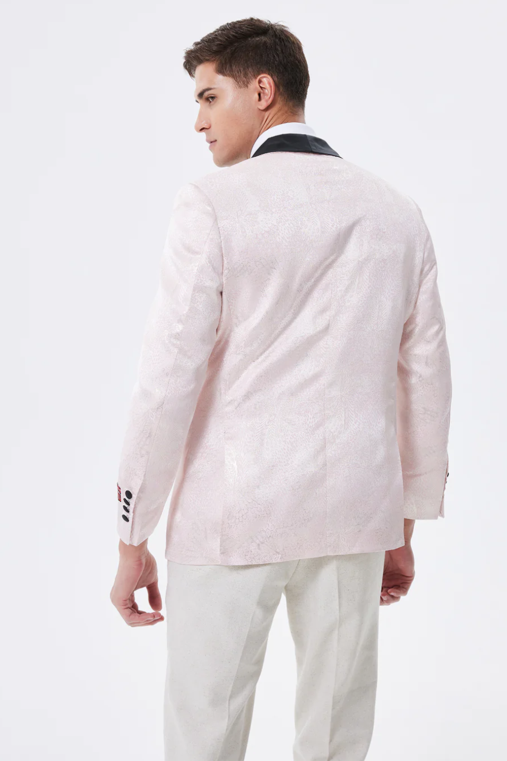 Men’s Light Pink Shawl Lapel Blazer