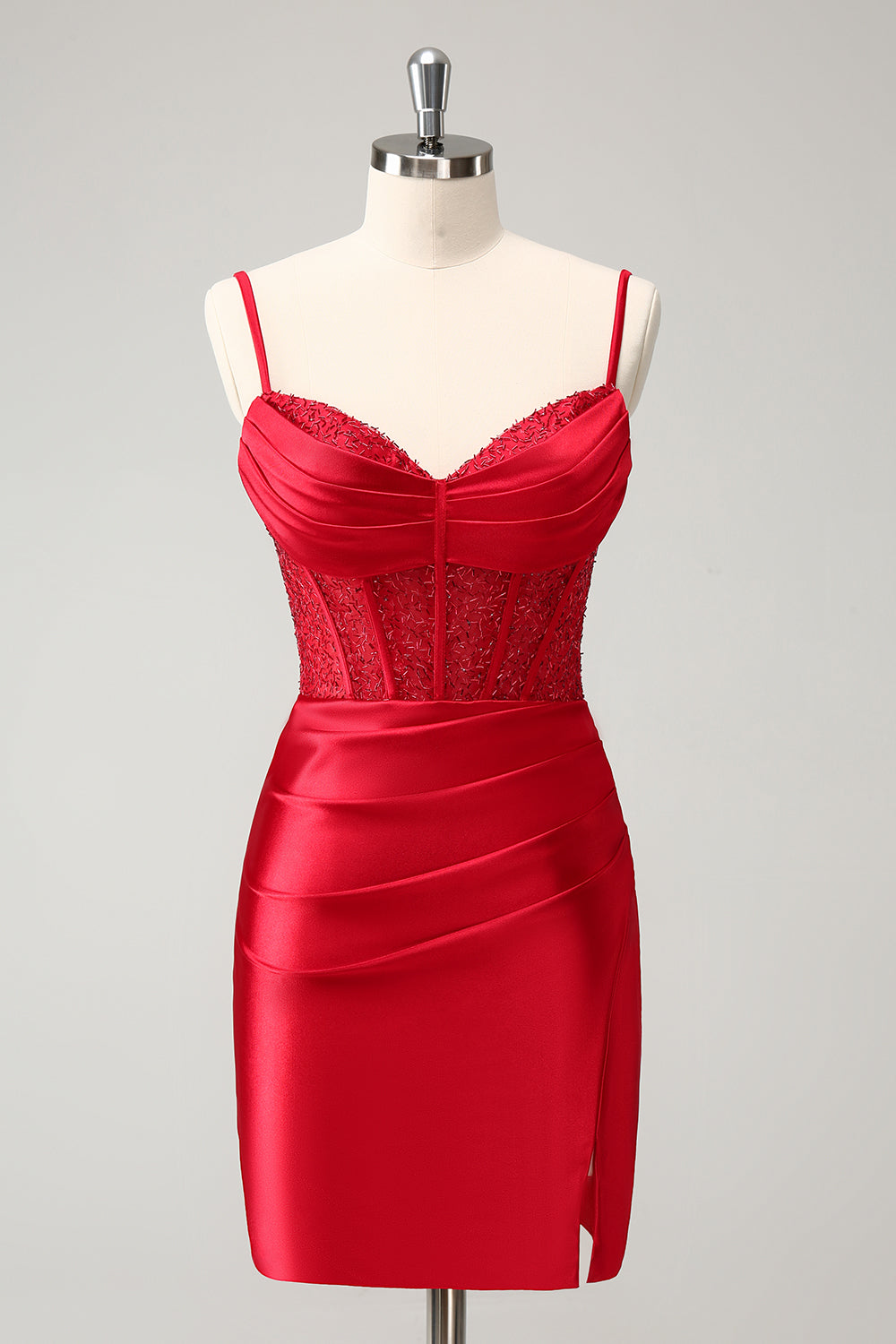 Classy Red Bodycon Corset Short Homecoming Dress with Lace Up Back