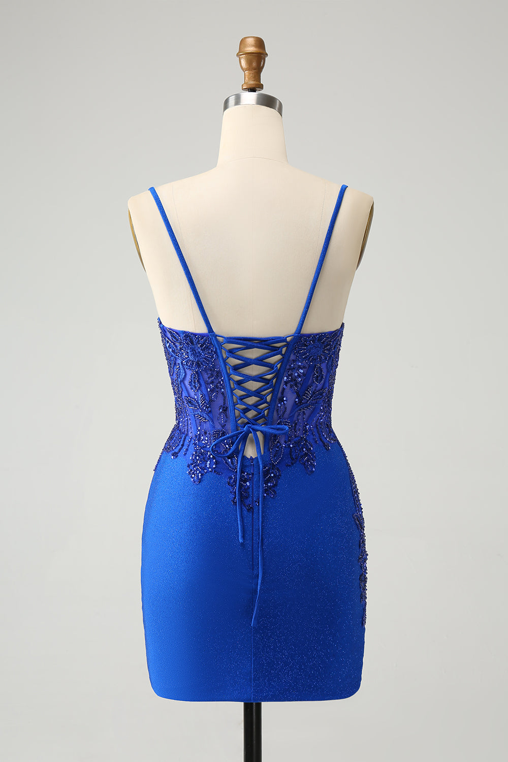 Royal Blue Glitter Beading Corset Homecoming Dress