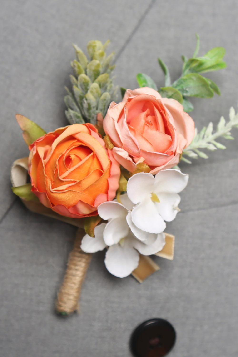 Men’s Orange Boutonniere for Wedding Party