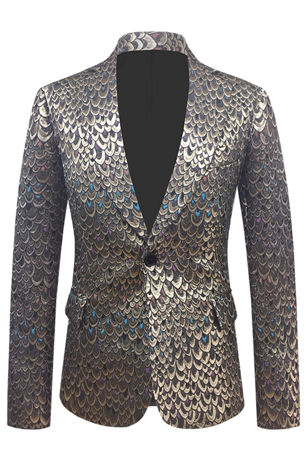 Men’s Golden Jacquard Shawl Lapel Blazer