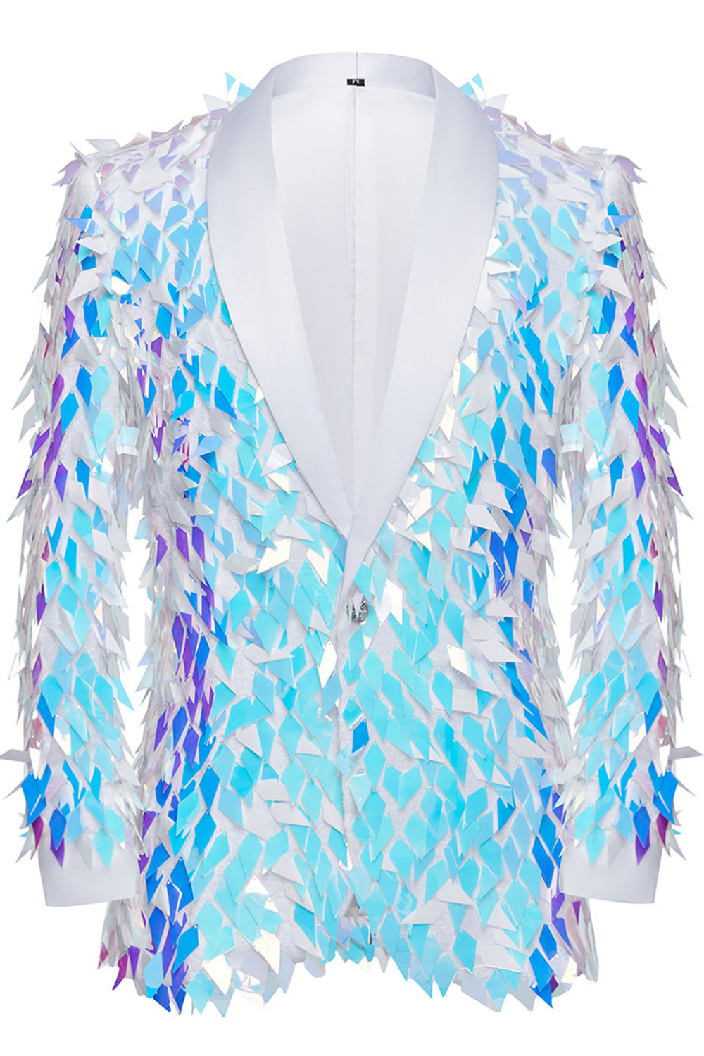 Men’s Sparkly Sequins White Shawl Lapel Blazer