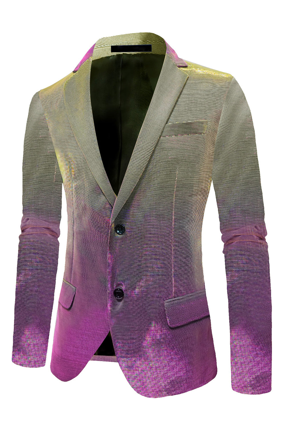 Men’s Purple Yellow Notched Lapel Prom Blazer