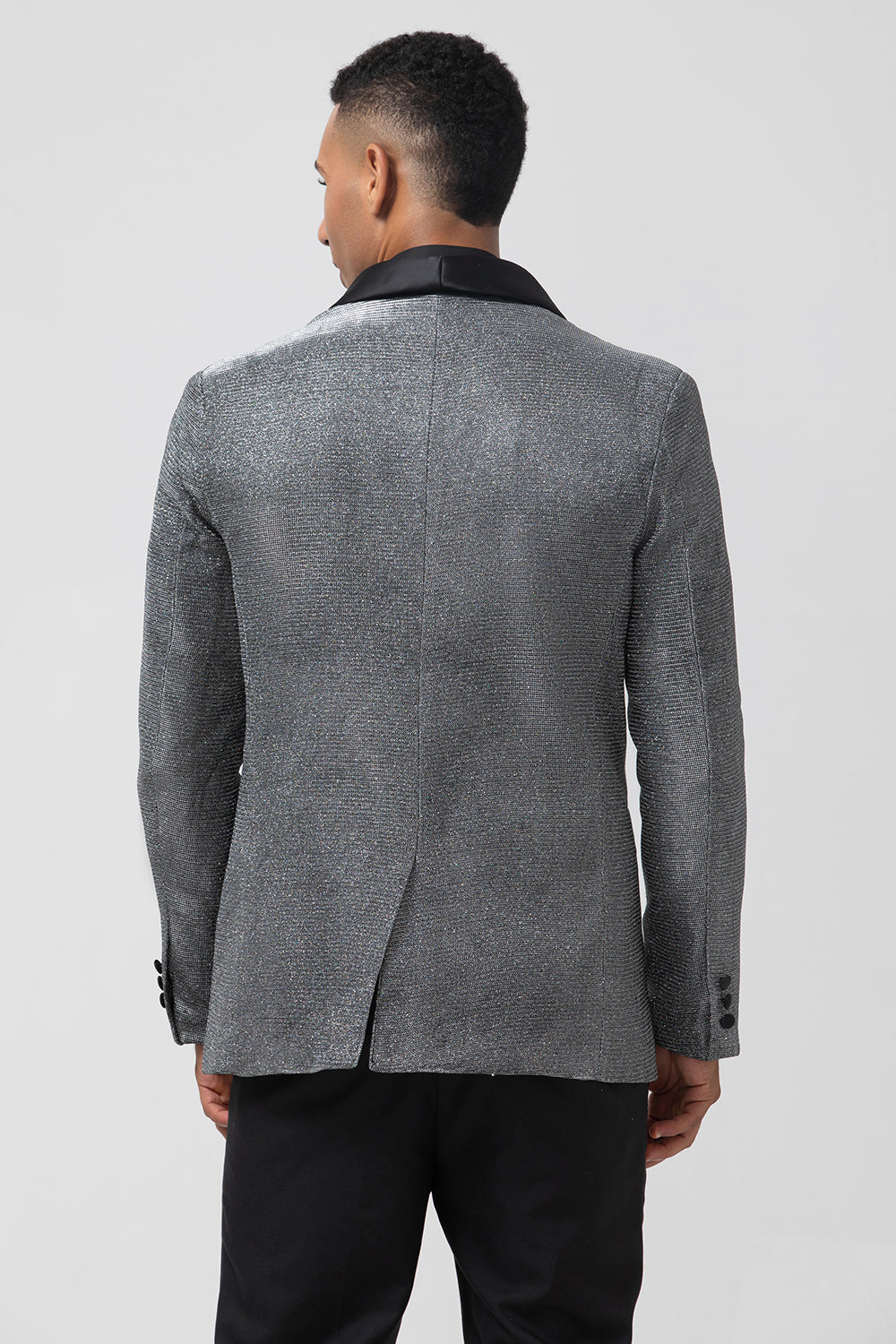 Men’s Grey Shawl Lapel Single Breasted Prom Blazer