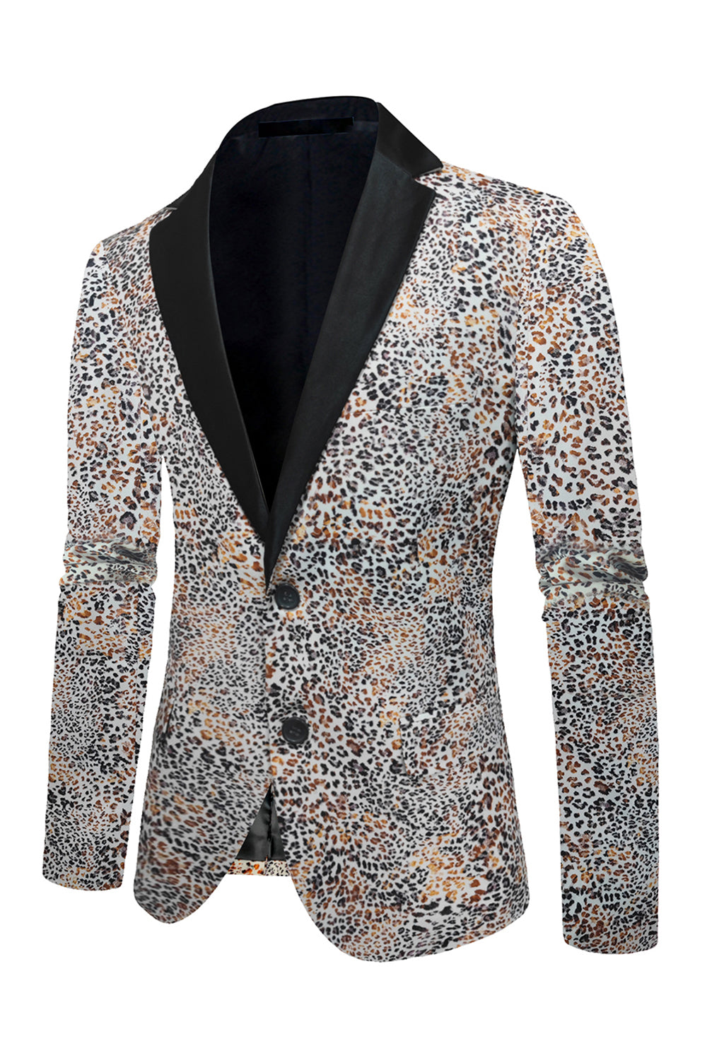 Men’s Leopard Printed Notched Lapel Blazer