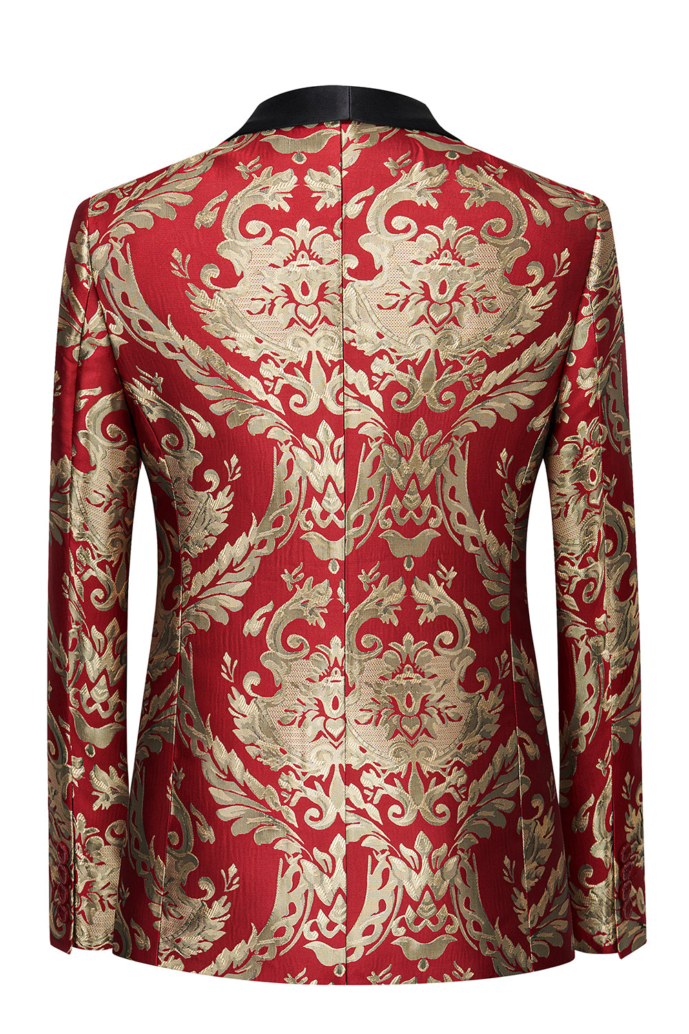 Men’s Red Shawl Lapel One Button Jacquard Prom Blazer