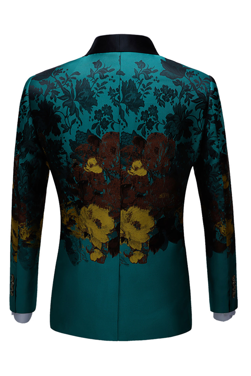 Men’s Peacock Green Shawl Lapel One Button Jacquard Prom Blazer