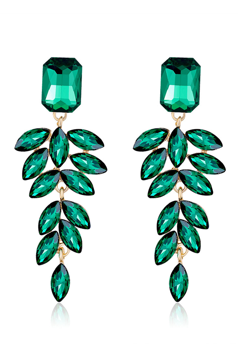 Dark Green Teardrop Crystal Earrings