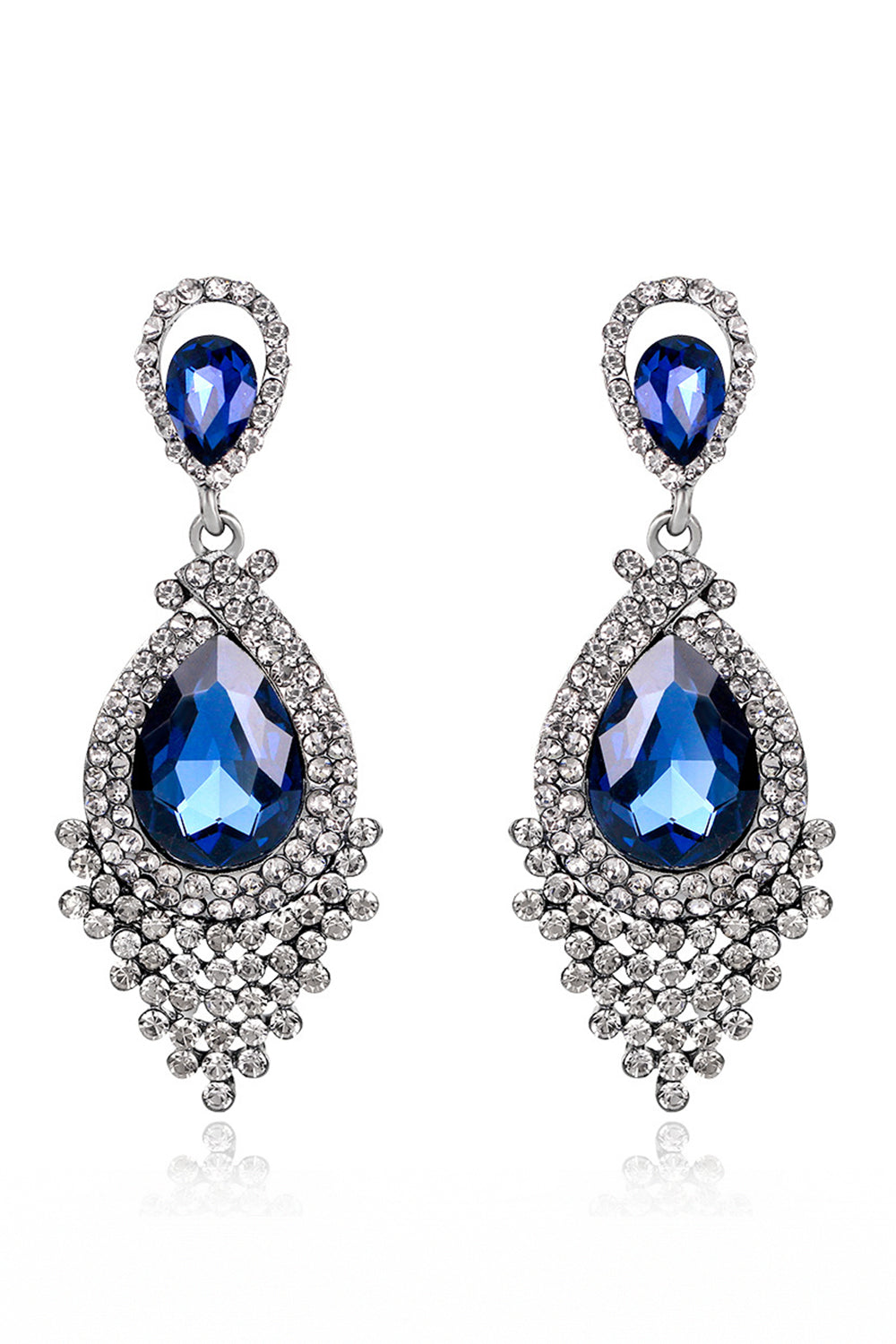 Royal Blue Bride’s Alloy Rhinestone Tear Drop Shaped Earrings (1pair )