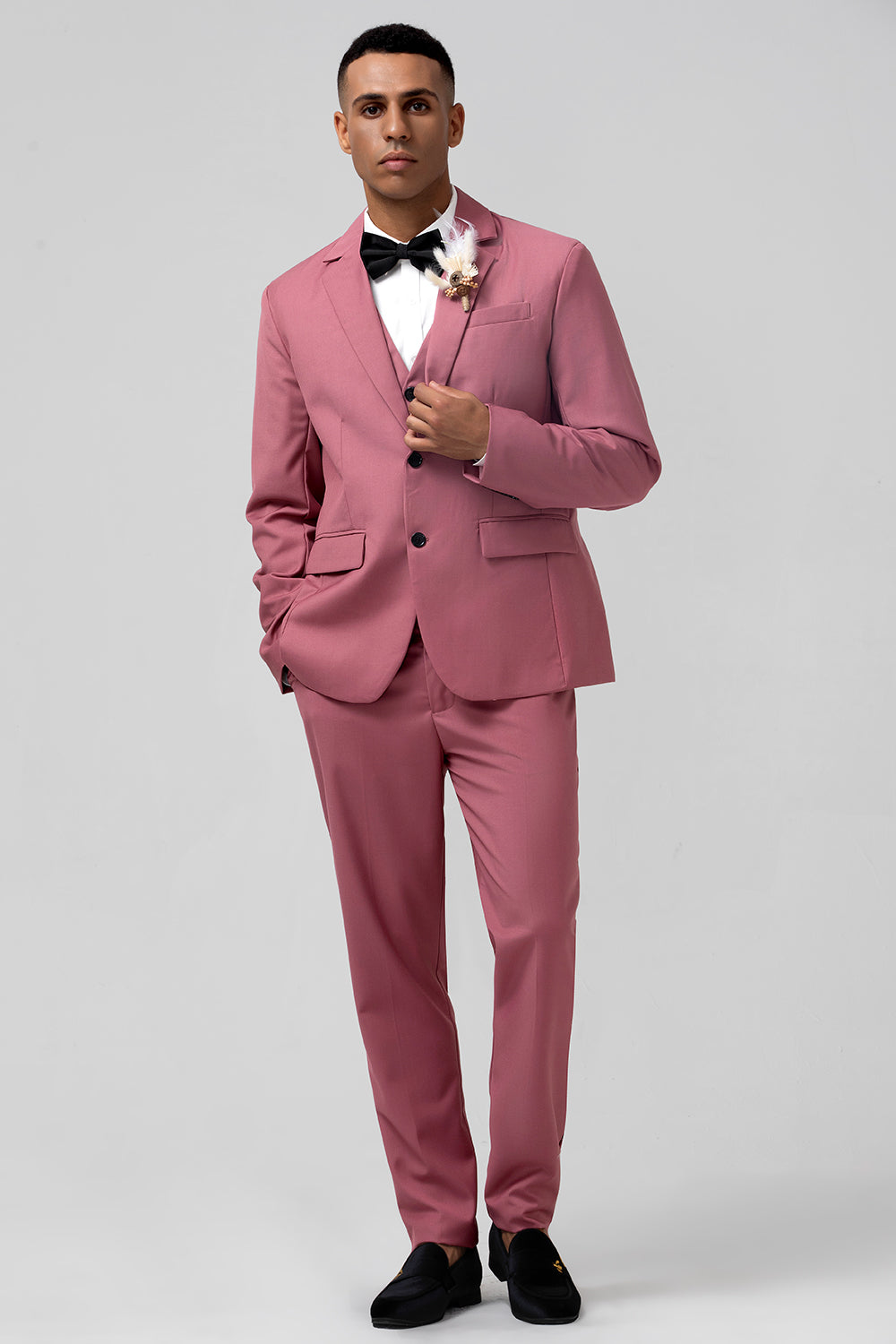 Men’s Coral Notch Lapel Single Breasted 3 Piece Prom Suits