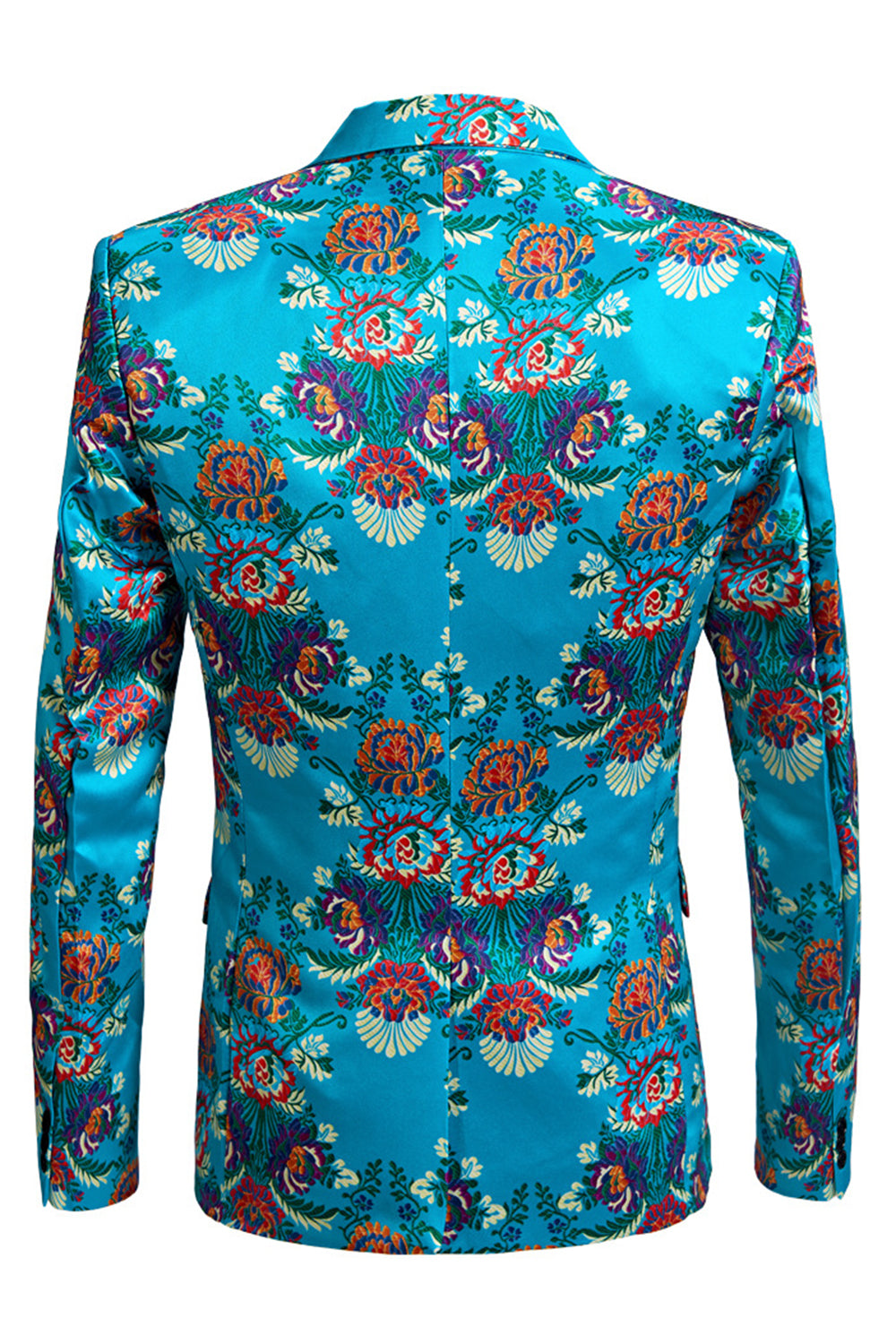 Men’s Blue Embroidery One Button Blazer