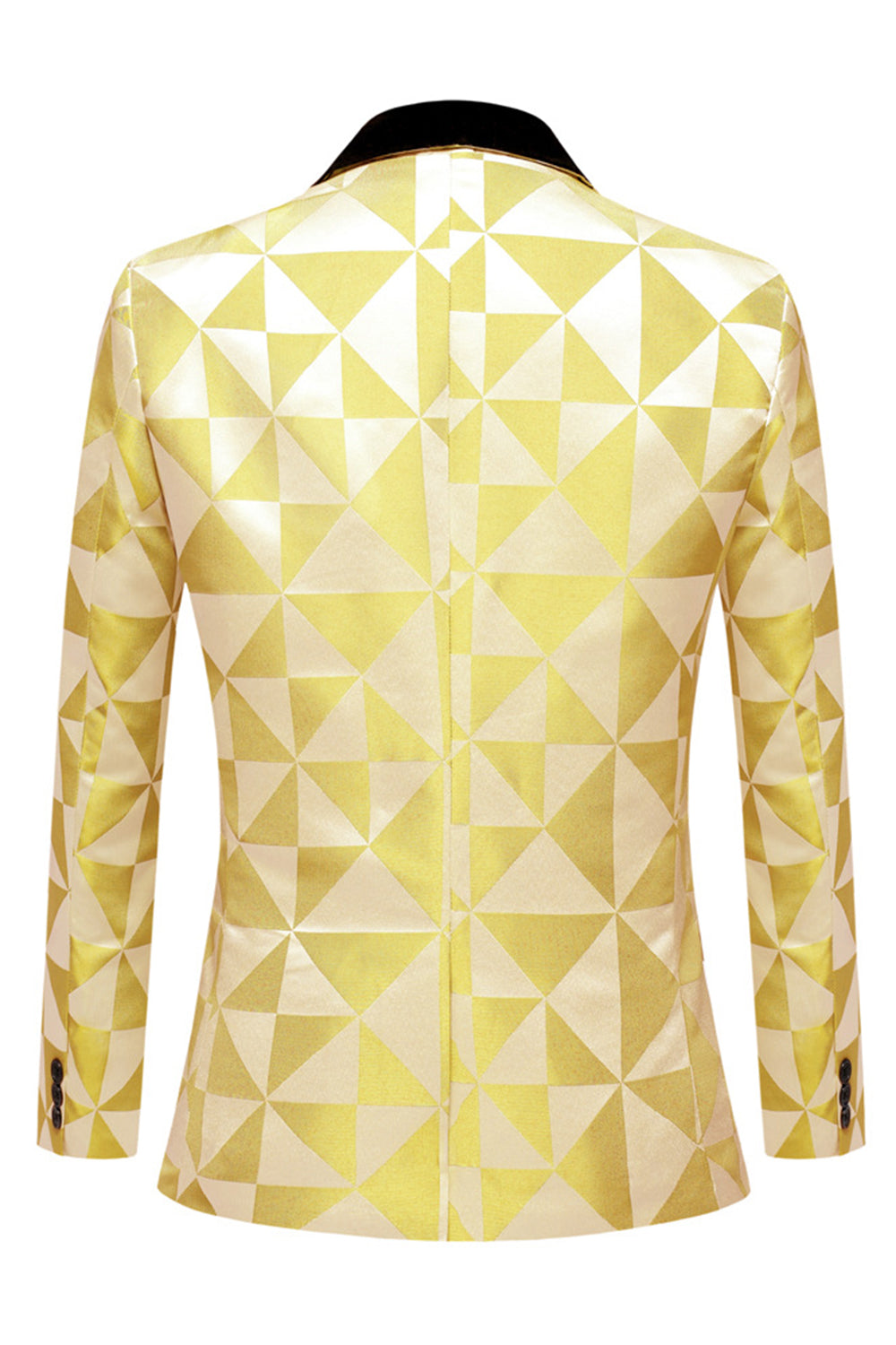 Men’s Yellow Shawl Lapel 2 Piece Geometrical Suits