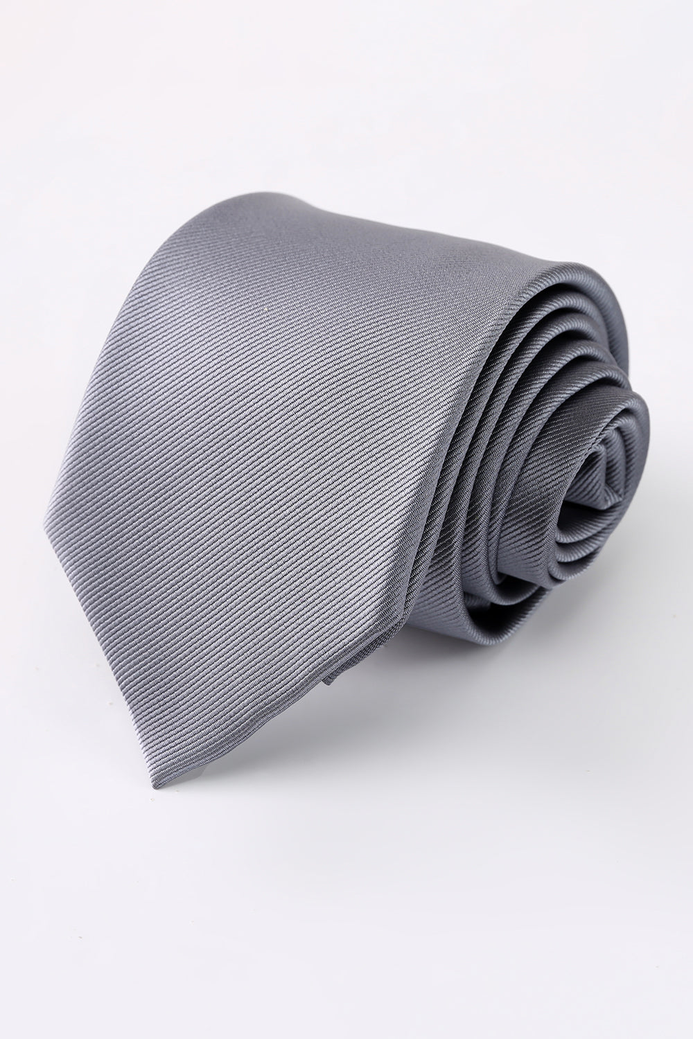 Men’s Grey Solid Formal Satin Wide Tie For Wedding