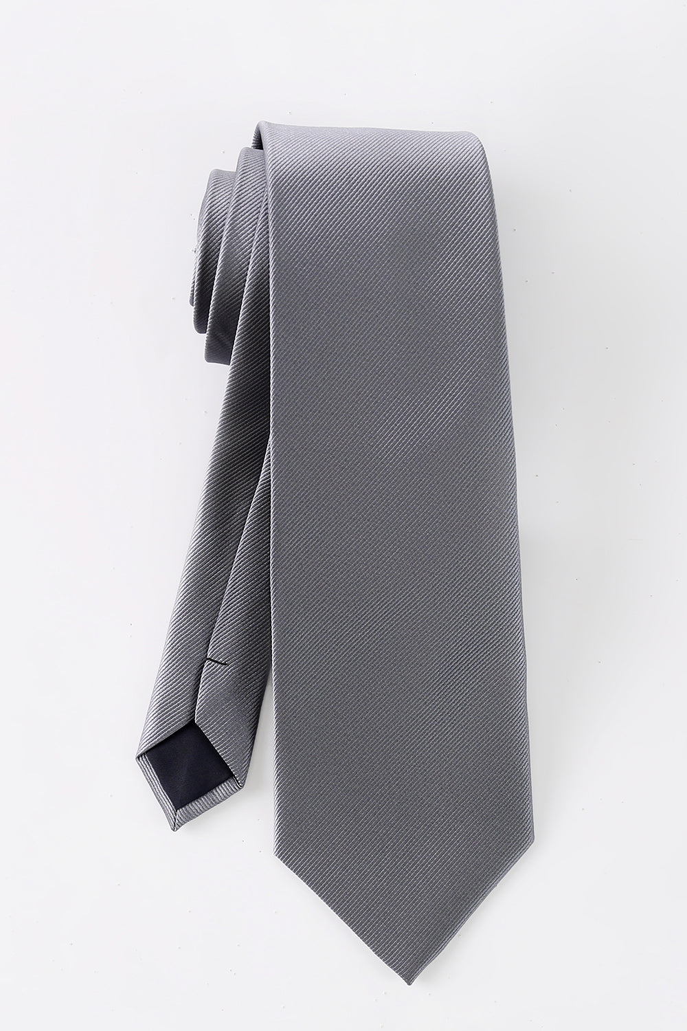 Men’s Grey Solid Formal Satin Wide Tie For Wedding