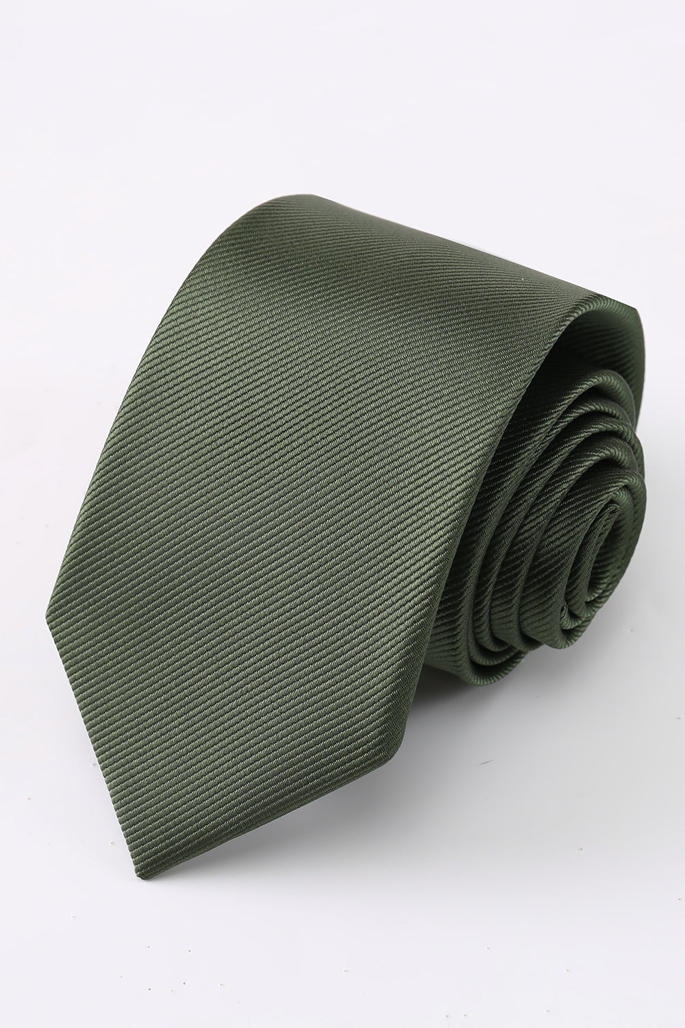 Men’s Olive Solid Formal 3-Piece Satin Skinny Tie