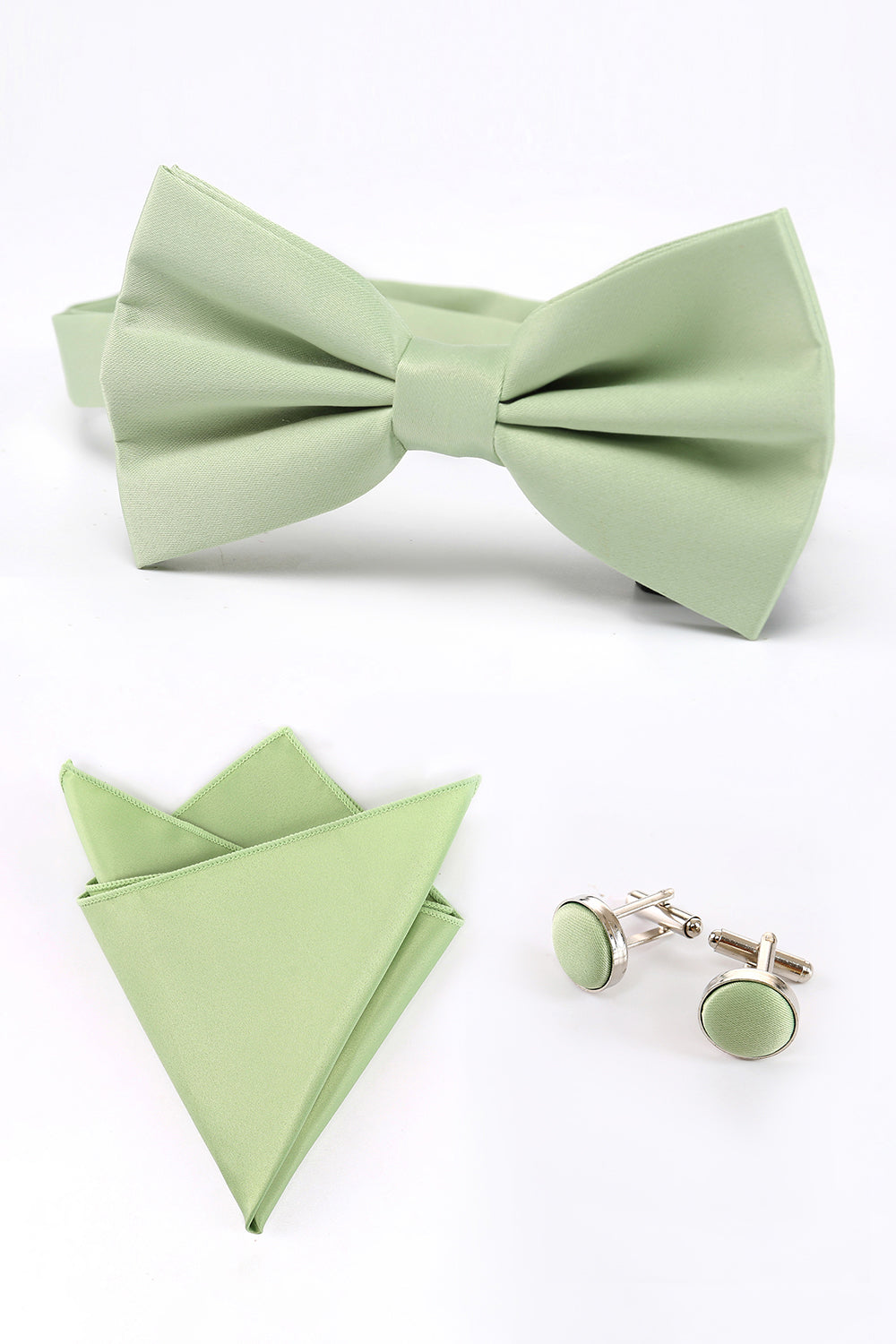 Men’s Light Green Adjustable Bow Tie Solid Formal Tuxedo Bowtie