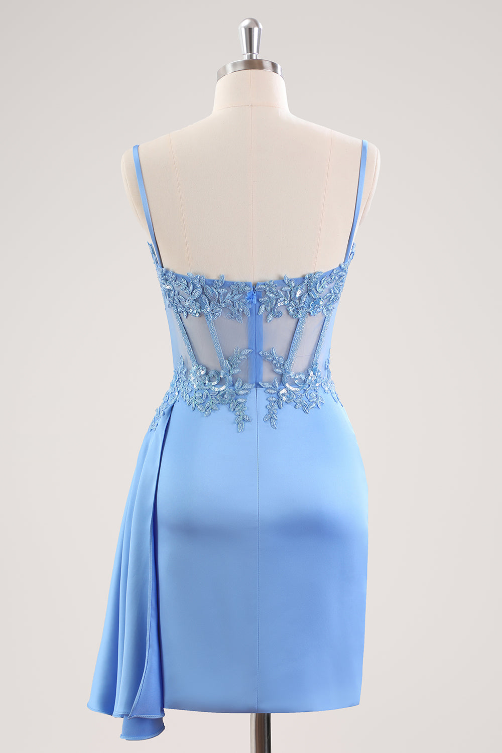 Stylish Blue Sheath Sweetheart Pleated Corset Short Homecoming Dress with Beading