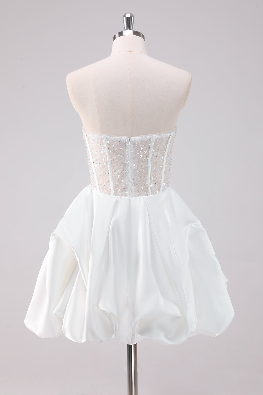 Sparkly White A Line Strapless Corset Short Homecoming Dress