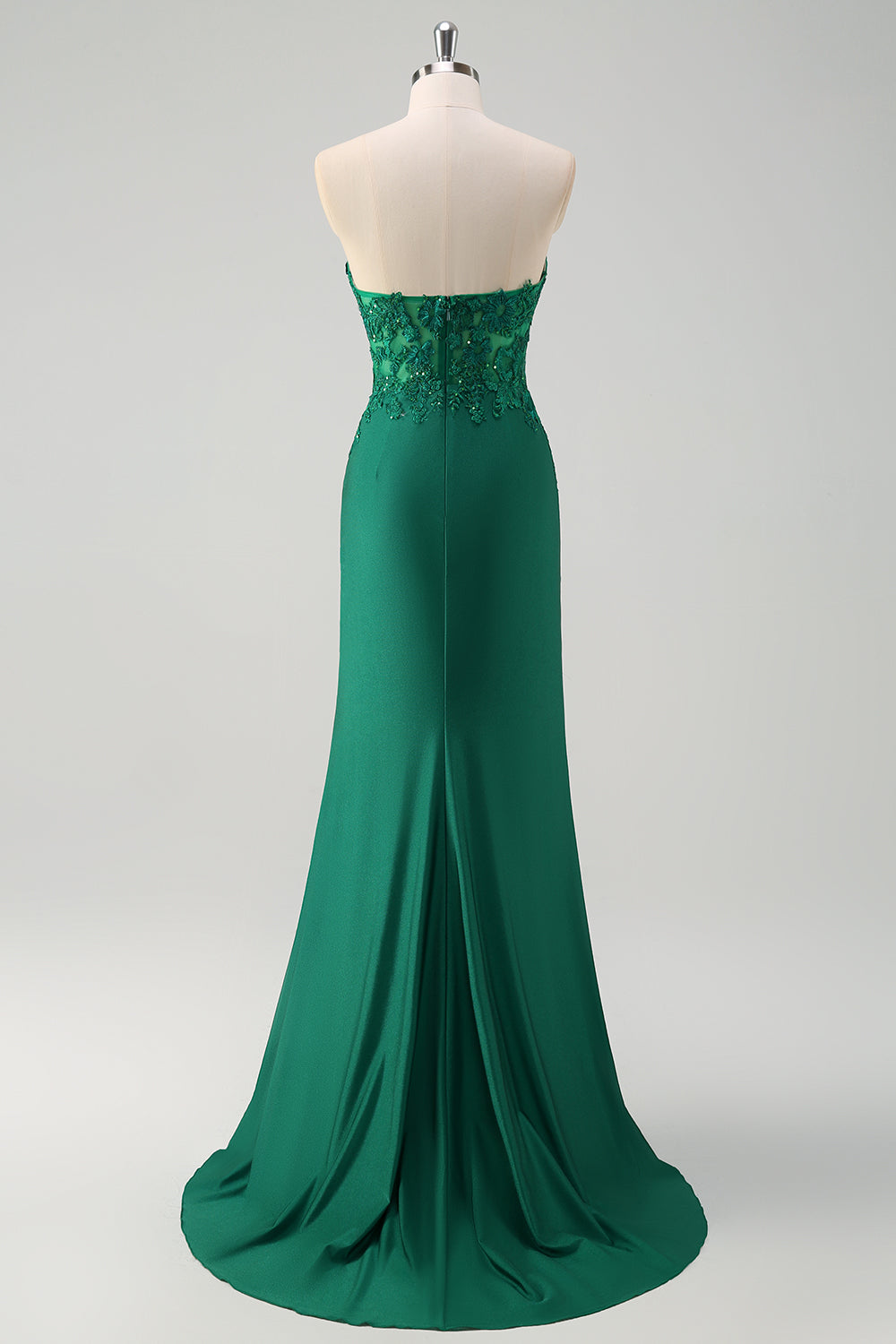 Green Strapless Mermaid Corset Pleated Long Prom Dress with Slit