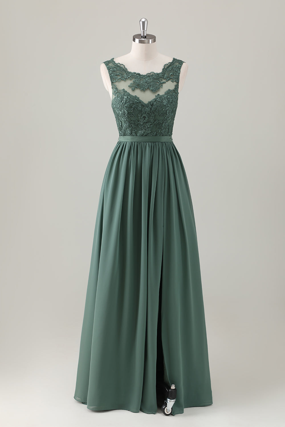 Eucalyptus A Line Floor Length Bridesmaid Dress with Appliques