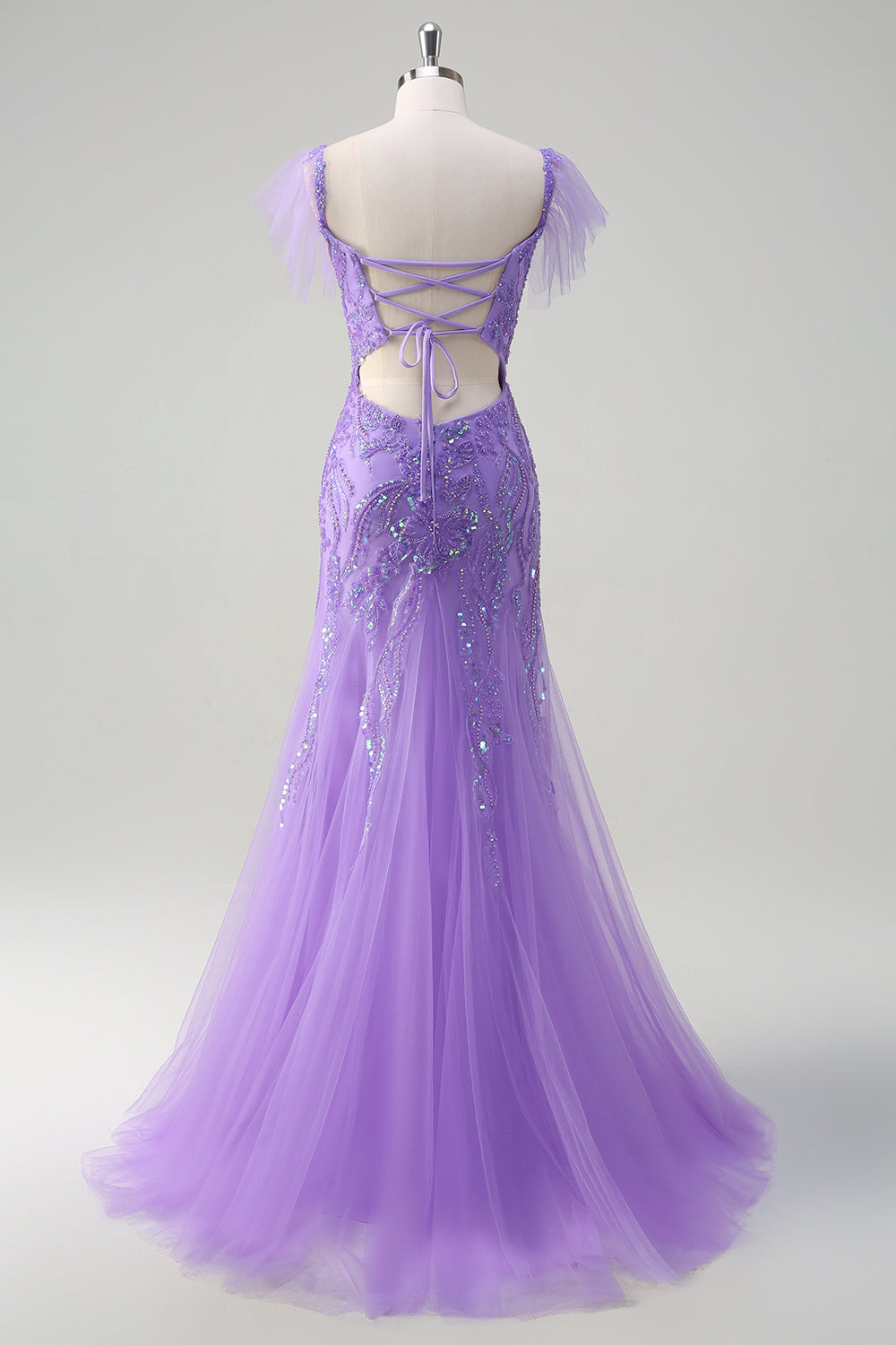 Sparkly Purple Mermaid Off the Shoulder Sequin Long Prom Dress with High Slit