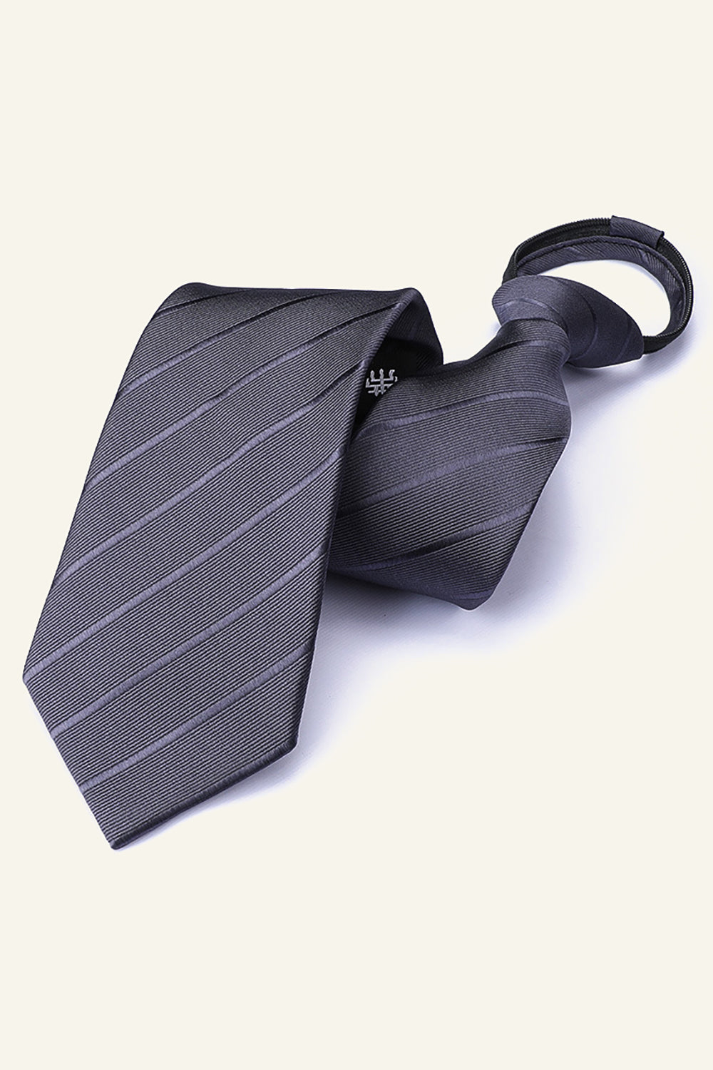 Men’s Dark Grey Striped Tie For Party