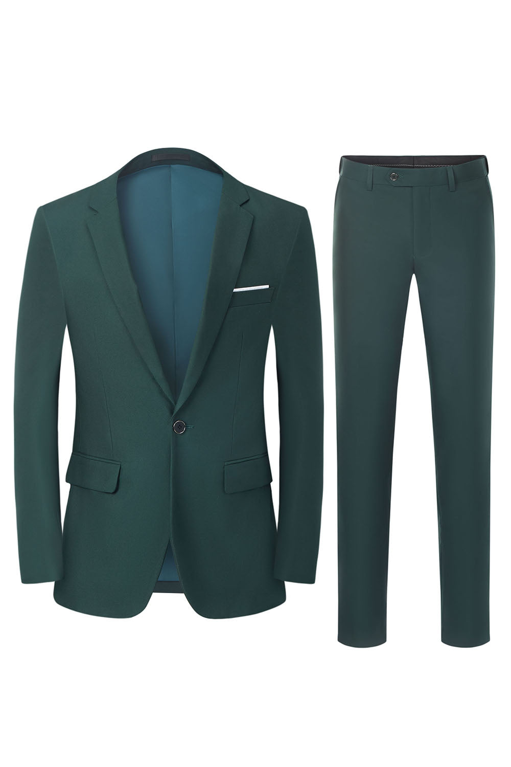 Men’s Dark Green 2-Piece Notched Lapel Slim Fit Wedding Suits