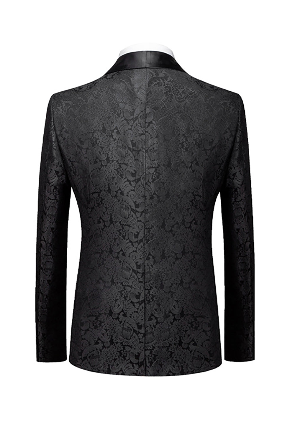 Men’s Black Silm Fit 3 Piece Jacquard Shawl Lapel Wedding Suits