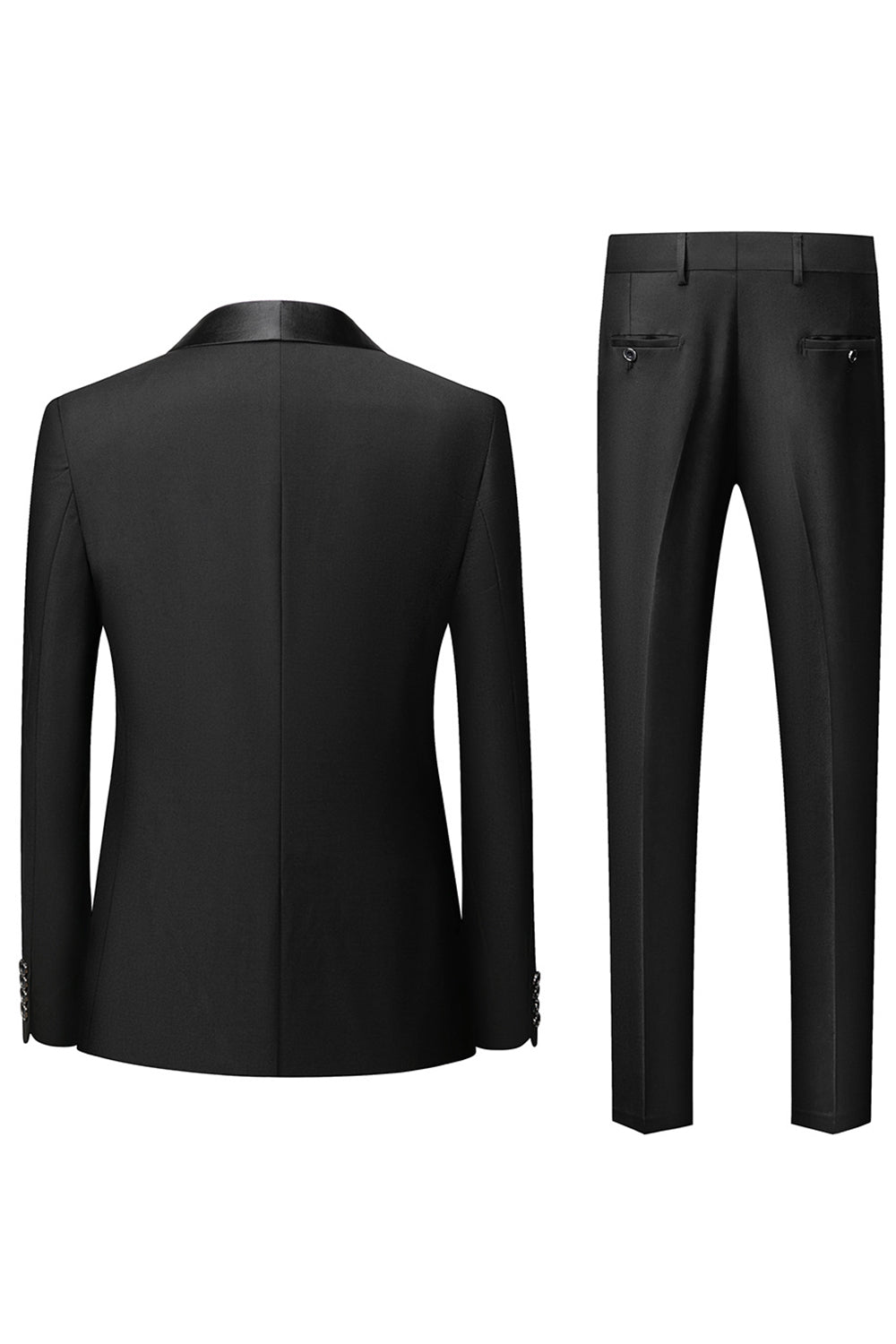 Men’s Black Slim Fit Shawl Lapel Three-Pieces Wedding Suits