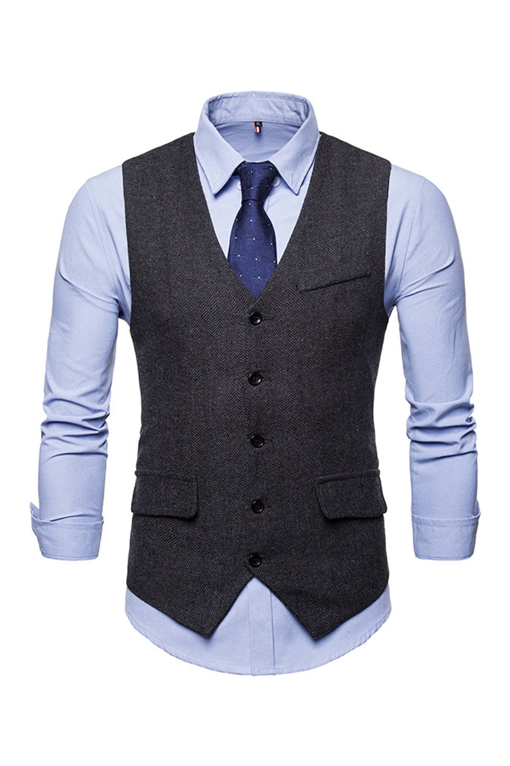 Men’s Single Breasted V-Neck Black Suit Vests