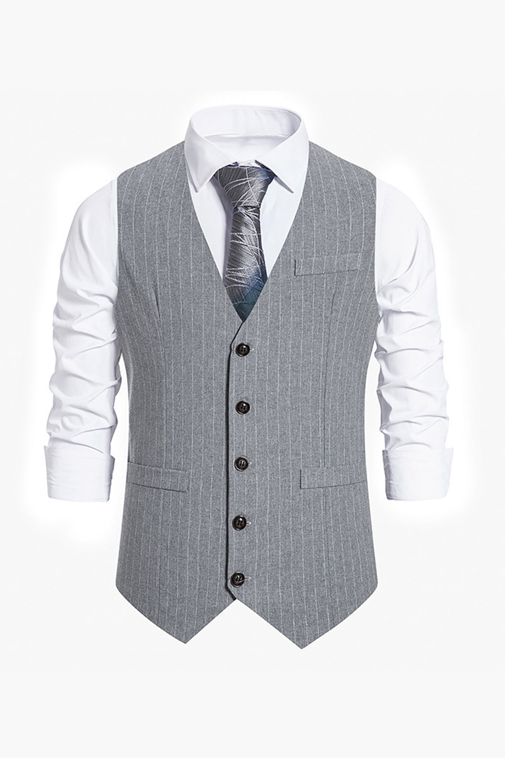 Men’s Single Breasted Slim Fit Striped Suit Vest