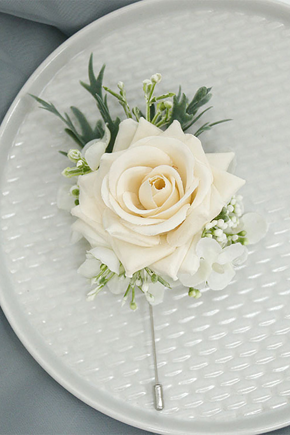 Ivory Wrist Corsage and Men Boutonniere Set for Prom Party