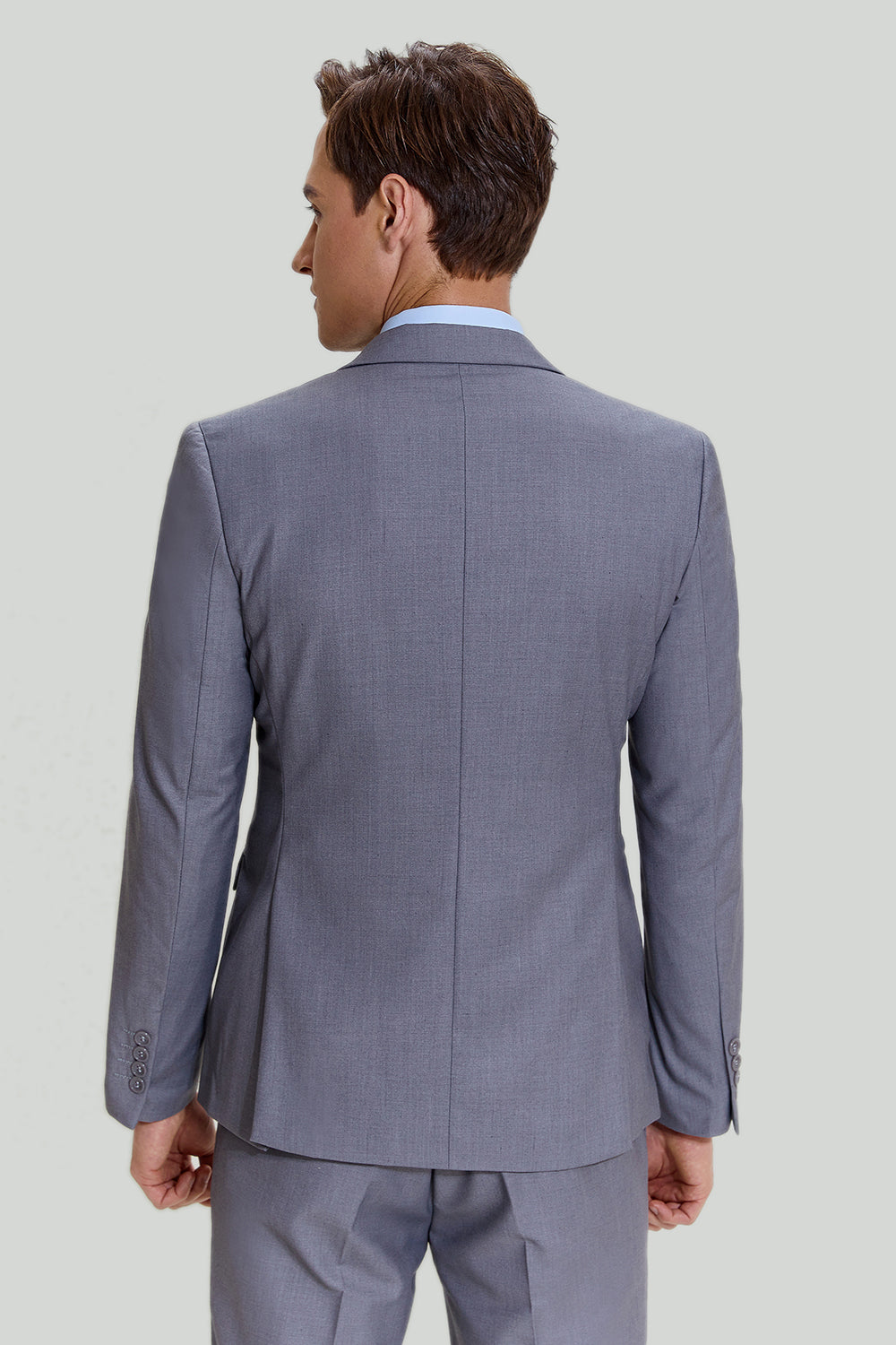 Men’s Grey 3 Piece Notched Lapel One Button Prom Suits