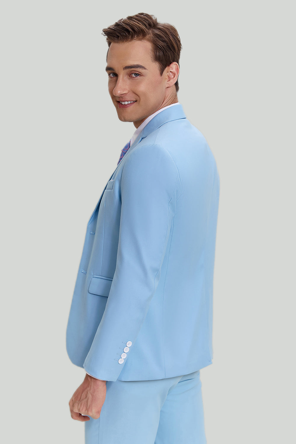 Men’s Sky Blue 3 Piece Single Breasted Notched Lapel Homecoming Modern Fit Suit