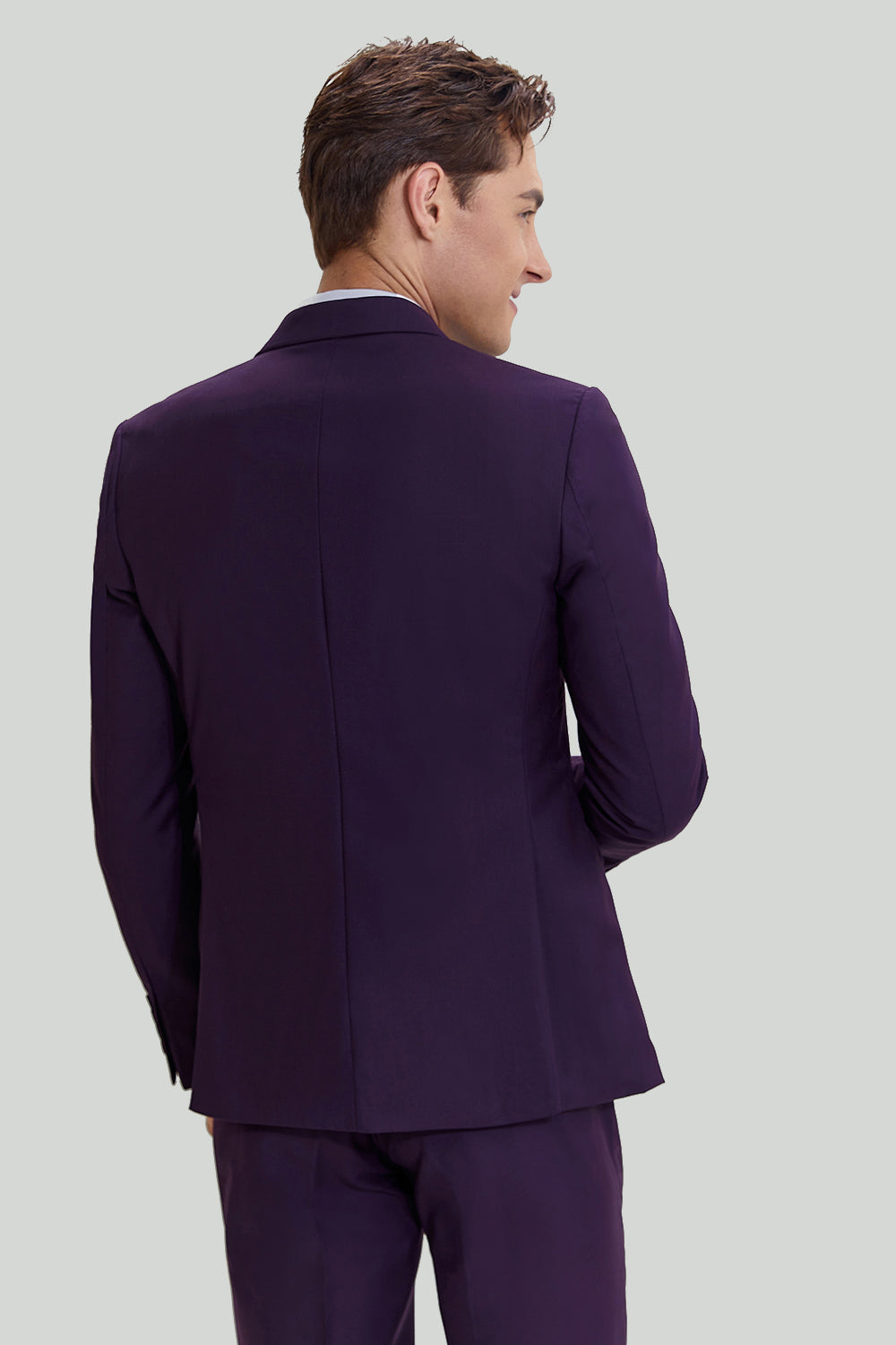 Men’s Purple Notched Lapel 3 Piece One Button Prom Suits