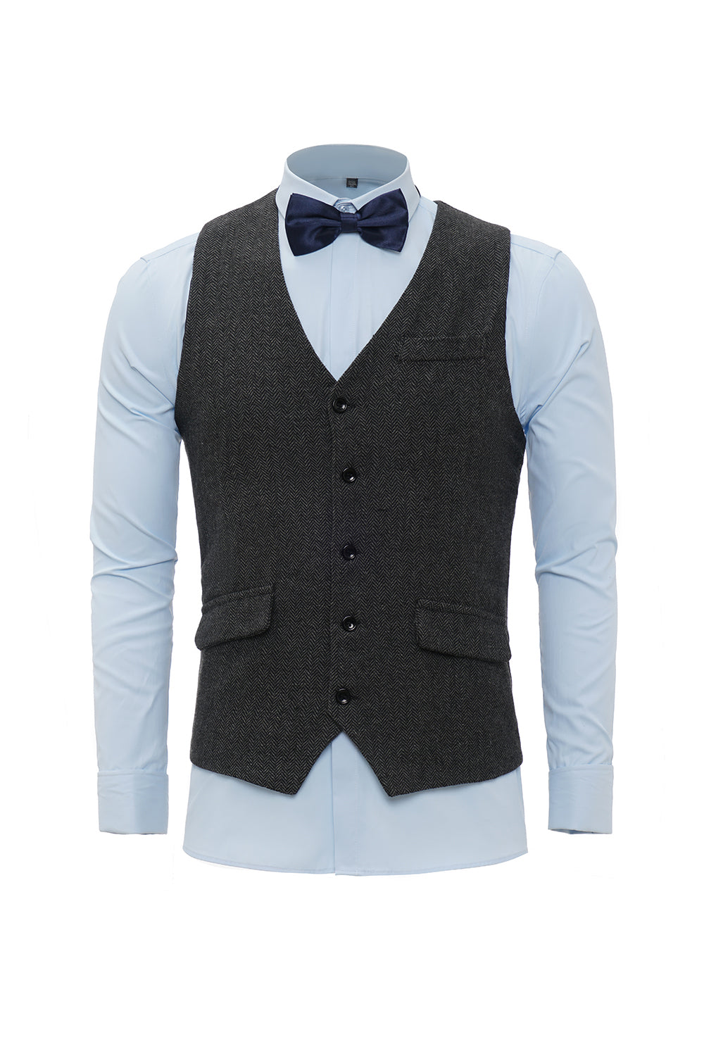 Men’s Black Single Breasted Shawl Lapel Suit Vest