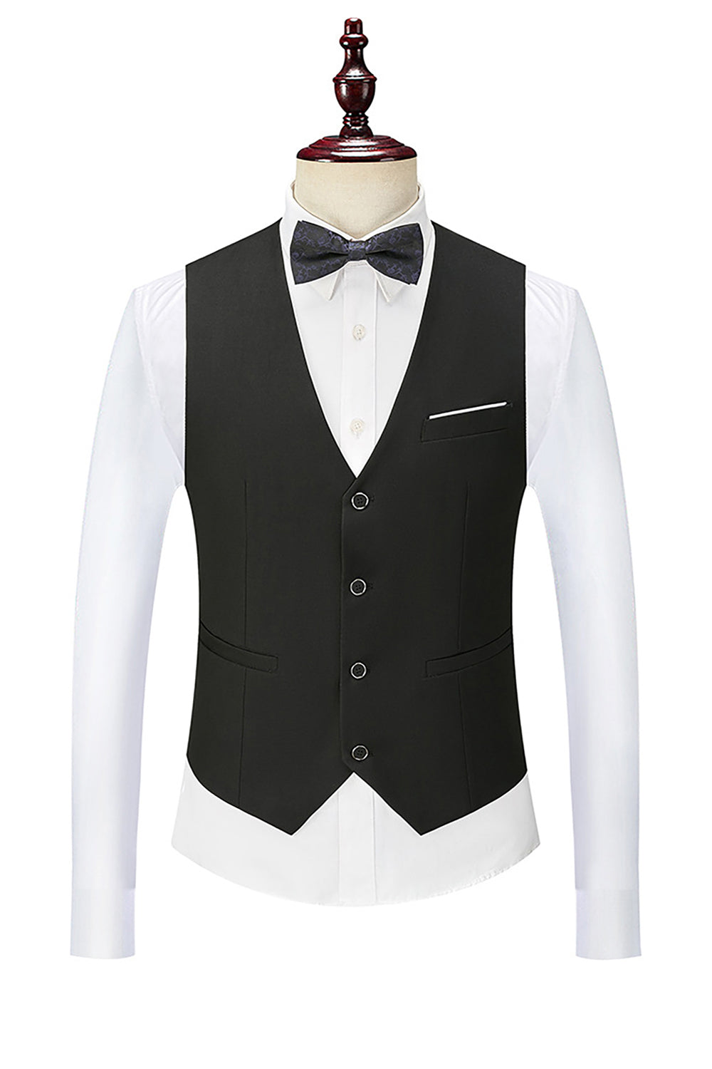 Men’s Black Single Breasted Shawl Lapel Suit Vest