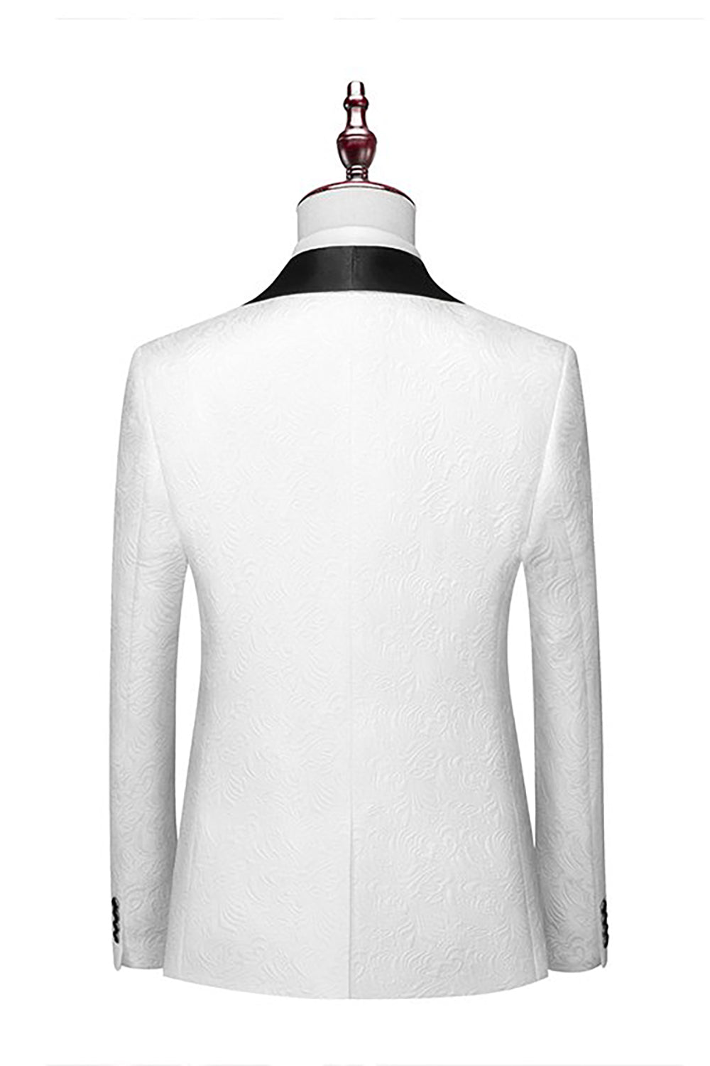 Men’s White Slim Fit Jacquard 3 Pieces One Button Wedding Suits